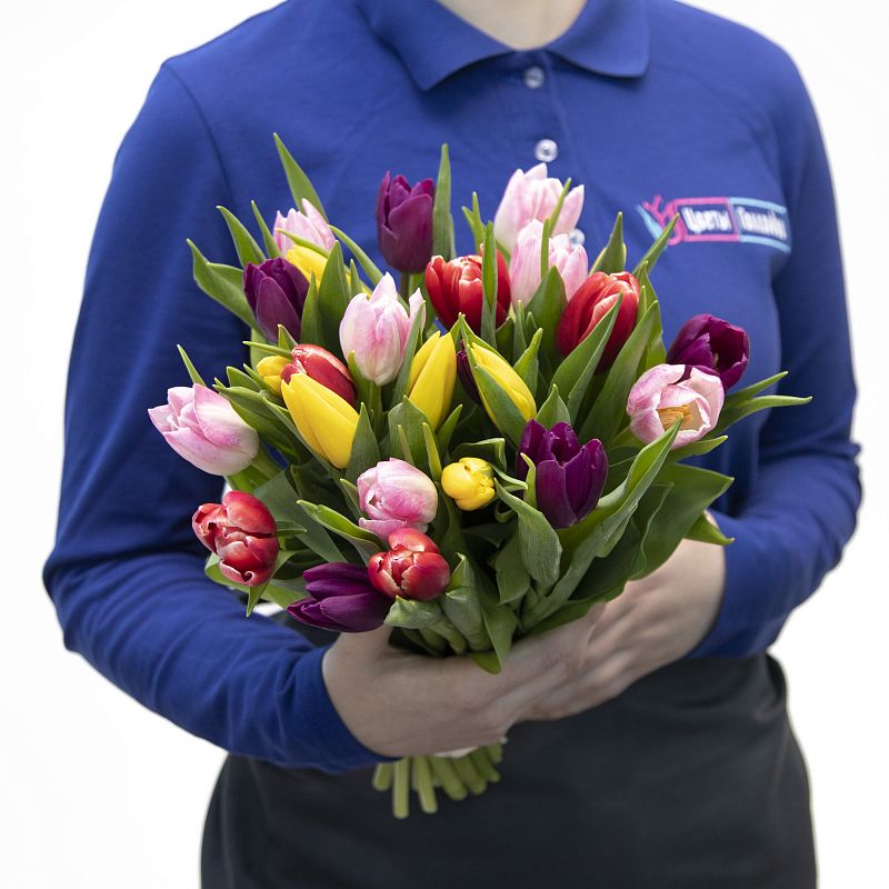 Букет из 25 тюльпанов микс фото